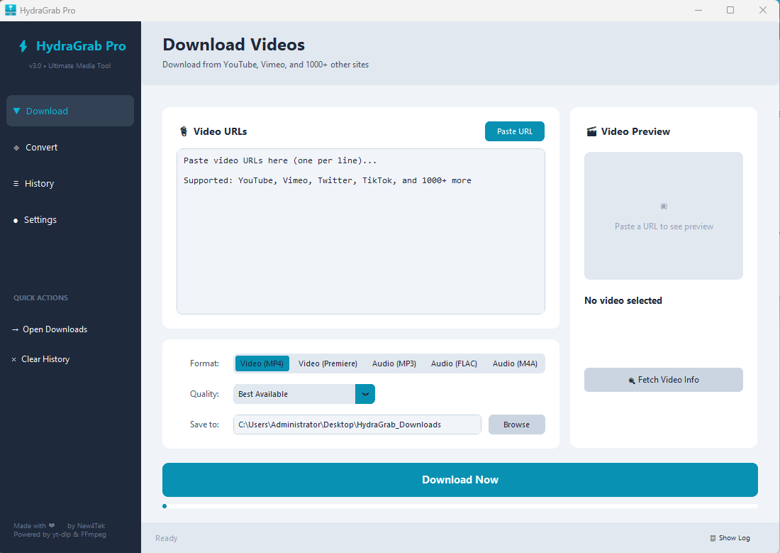 HydraGrab Pro and New4Tek apps interface